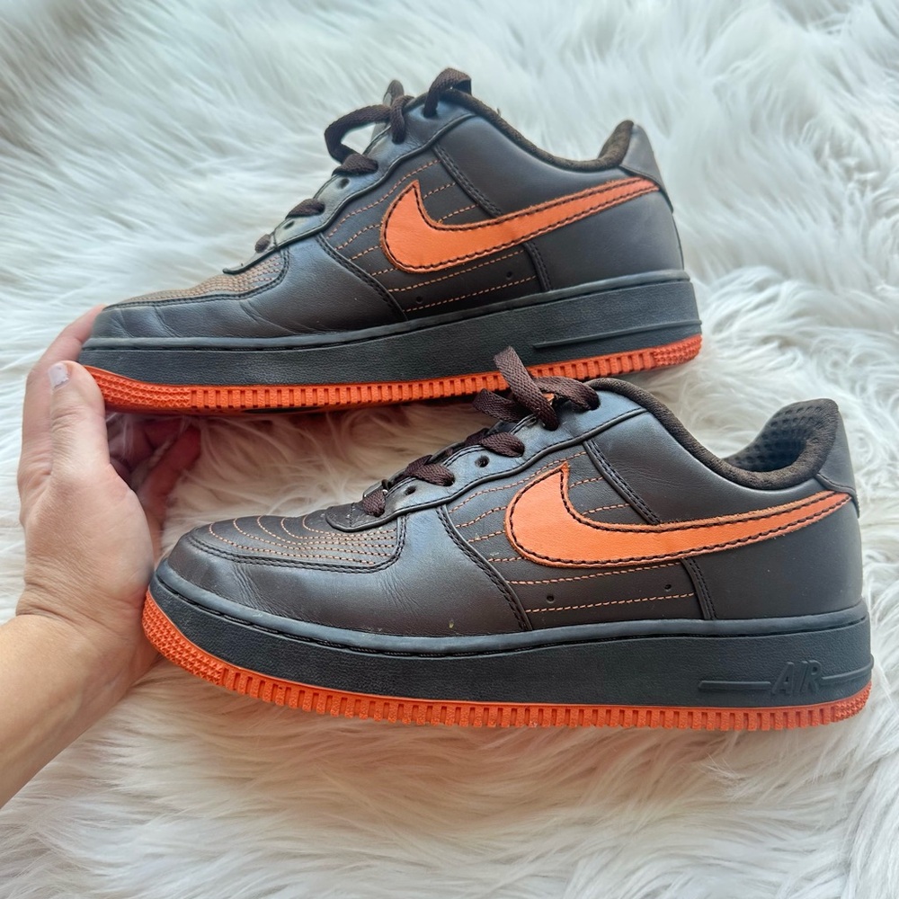 Nike Air Force 1 Dark Cinder and Orange Sneakers Big Kids 6